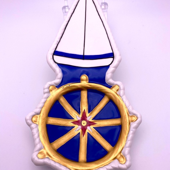 Lefton Nautical Spoon Rest | Blue and White | Gold Trim | Vintage 1998 - Picture 1 of 5